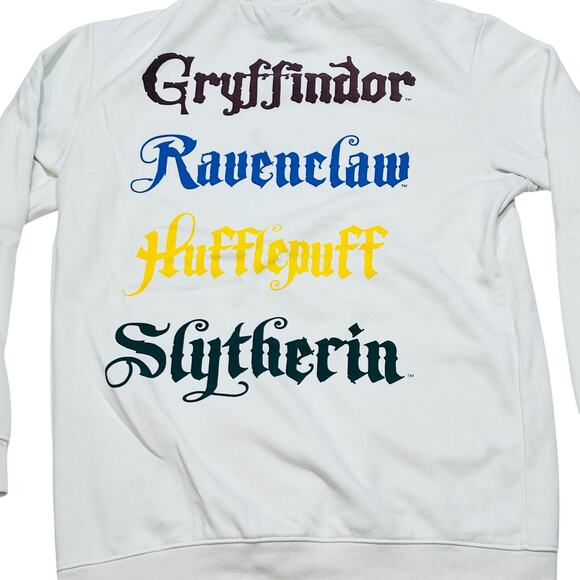 H&M Harry Potter Hogwarts Hoodie Adult Small Cream Pullover Drawstrings - Picture 4 of 7